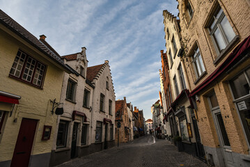 Quaint Gabled Houses on the Medieval Streets of Bruges - Belgium