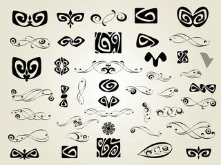 set of calligraphic design elements