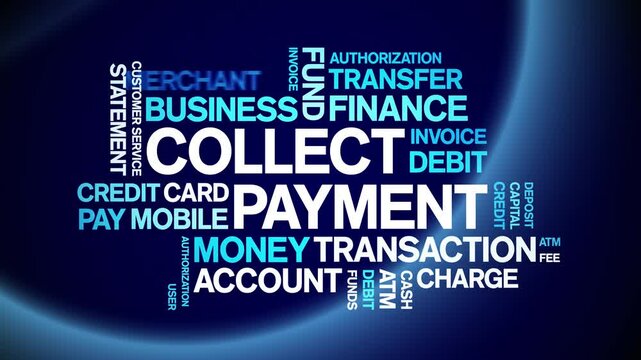Collect Payment animated word cloud;text design animation tag kinetic typography seamless loop.