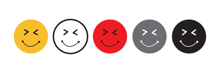 Smiley icon set.  Editable stroke. Vector illustration. Face smile icon. Cartoon symbol emoji use for web and app. Eps10