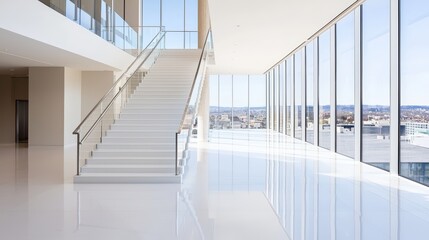 Obraz premium A luxurious penthouse with floor-to-ceiling windows,