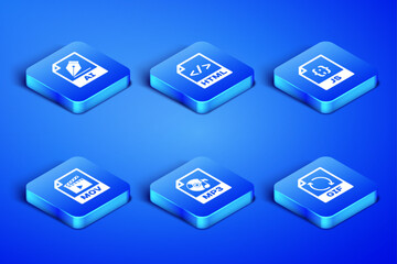 Set GIF file document, AI, MP3, MOV, HTML and JS icon. Vector