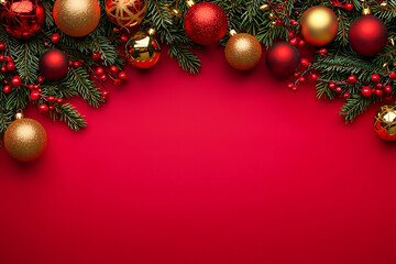 christmas decoration on red background
