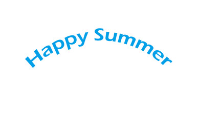 夏の訪れを祝福する、Happy Summer（ハッピーサマー）の文字の、シンプルなロゴマーク（ベクター素材）

