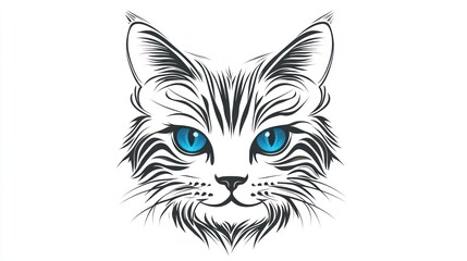 Fototapeta premium Abstract feline portrait, graphic cat head, elegant design, stock photo
