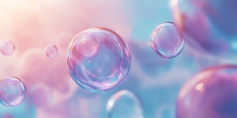 Naklejka premium Fully Blurred Surreal Floating Bubble Bokeh with Soft Pastel Glow
