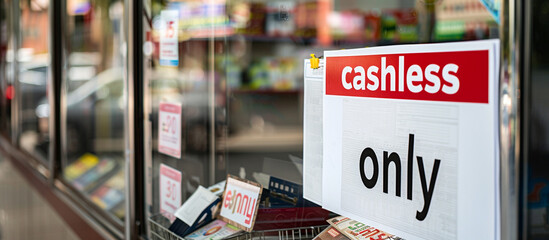 Cashless payment only - Debit card or Credit Card payments only sign, debit or credit card payments only