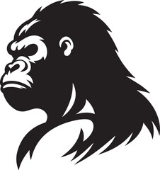 black and white cartoon illustration of a gorilla