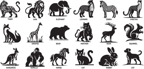 big set of animal silhouette vector illustrator
