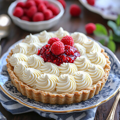  sophisticated white chocolate tart with raspberry compote