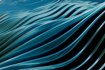 Abstract digital rendering of blue metallic waves as a modern background