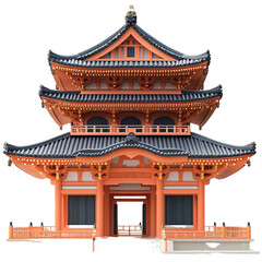 Obraz premium 3D front view illustration of a Nara National Museum Japan monument isolated on a white transparent background
