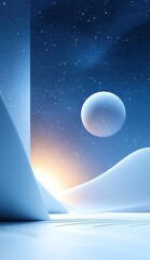 Naklejka premium Alien Planet Sunrise Scene