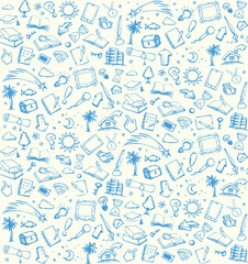 Vector background. Pattern of various icons