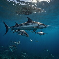 Fototapeta premium Marlins Epic Underwater Chase