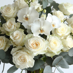 Obraz premium sophisticated white orchid and rose bouquet