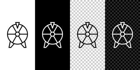 Set line Lucky wheel icon isolated on black and white, transparent background. Vector