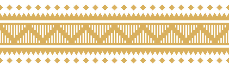 Gold ethnic border ornament. Geometric ethnic oriental seamless pattern. Stripe vector illustration. Native American Mexican African Indian tribal. Design border, textile, fabric, clothing, carpet.