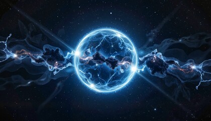 Electric blue energy sphere in a cosmic background  
