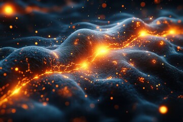 Obraz premium Microscopic View of Neurological Synaptic Transmission Between Neurons in the Brain