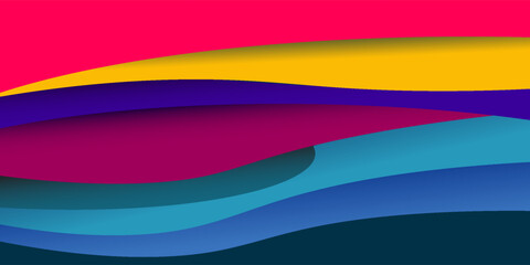multi colored abstract red orange green purple yellow colorful wavy papercut overlap layers background