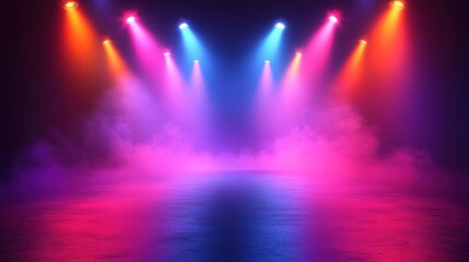 Colorful Stage Lighting with Smoke and Reflection