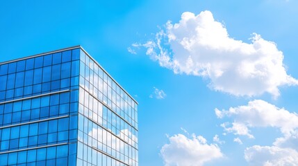Fototapeta premium A sleek glass office building with modern architecture, perfect for corporate fashion styles and promotional content,