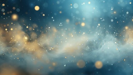 Obraz premium A softly blurred cosmic mist background with deep navy blues, soft gold gradients. dreamlike background for text