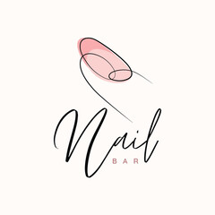Simple Cream And Pink Nail Studio Brand Logo