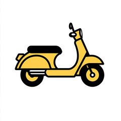 A moped icon with bold outline. Simple ikkustration style isolated white background. 