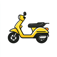 A moped icon with bold outline. Simple ikkustration style isolated white background. 
