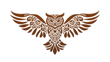Obraz premium Ornate Owl Silhouette, Graphic Design, Art Deco Style, Print or Tattoo Design