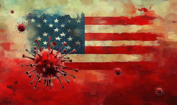 Pandemic and Virus Impact on the United States Flag - Powered by Adobe