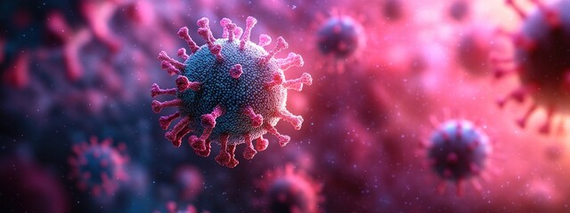 3D Rendering of Coronavirus Virus Particle Microscopic View in Hyper-Realistic Detail with Vibrant Background