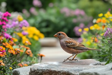 finch hopping between park