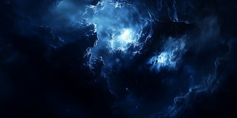 Fototapeta premium Dark and Moody Deep-Space Abyss with Mysterious Cosmic Lights for Sci-Fi, Cosmic, or Abstract Themes
