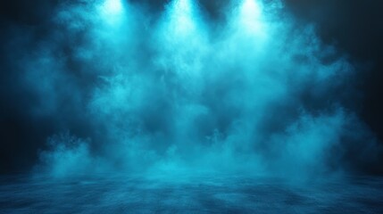 Ethereal Blue Smoke Stage Background with Spotlights