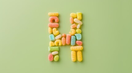 Colorful Candy Letter H, Sweet letter H made of colorful candies