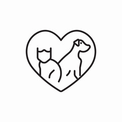Pet love heart care icon vector sign