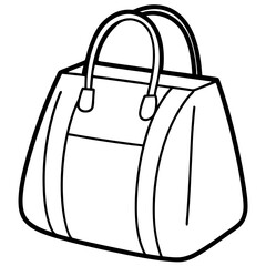 an outlined drawing of a simple bag with handles, perfect for a travel accessory or fashion concept. The bag design is simple and straightforward