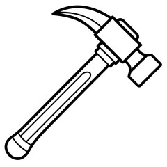 A detailed illustration of a claw hammer, perfect for construction and DIY projects. The image is a simple black and white outline