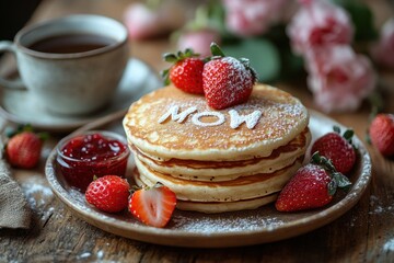 Cozy Breakfast with Heart Shaped Pancakes and MOM in Sugar for Mother's Day