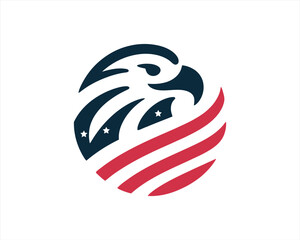 American Eagle Logo. USA Flag Eagle Vector. Patriotic Eagle Emblem.
