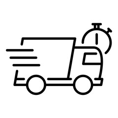 Fast-moving truck line icon symbolizing delivery, logistics, shipping, express transport, and speedy service. Ideal for transportation, e-commerce, and logistics concepts