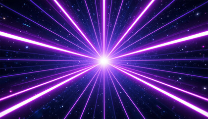 Obraz premium Abstract purple light streaks and starry background, futuristic tunnel effect