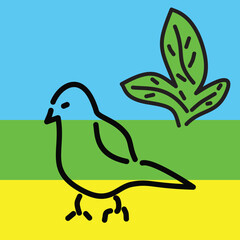 Vector illustration of a doodle of a bird on a colored background