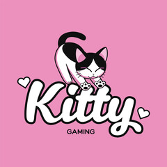 Pink and Black Girl Gamer Cute Gaming Logo