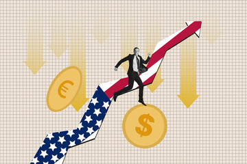 Trend artwork poster sketch collage of geo politics international relation government usa flag...