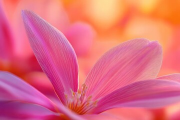 Fototapeta premium Macro Photography of Vibrant Pink and Orange Tulip Flower Petals with Soft Focus and Dreamy Background