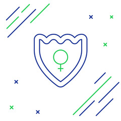 Line Gender shield, Female icon isolated on white background. Colorful outline concept. Vector